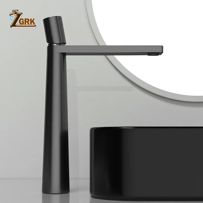 Deck-Mounted Black Bathroom Mixer Tap