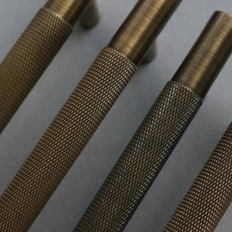 Antique Brass Knurled Handle Set