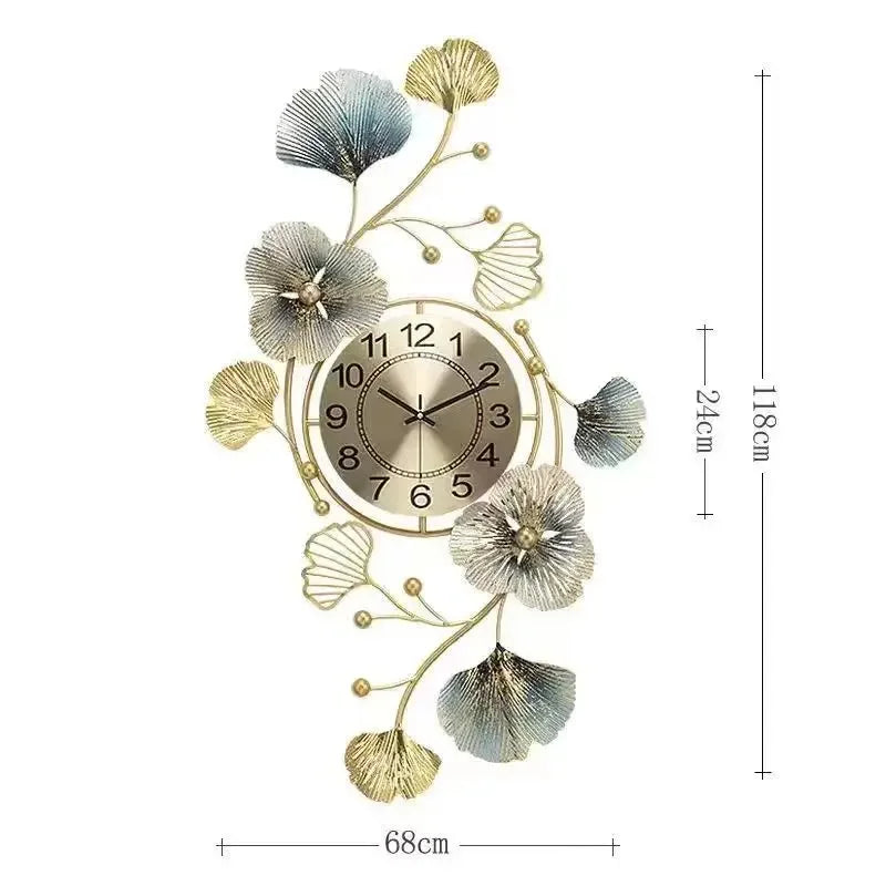 Luxurious Gold Iron Wall Clock - Creative Living Room Decor