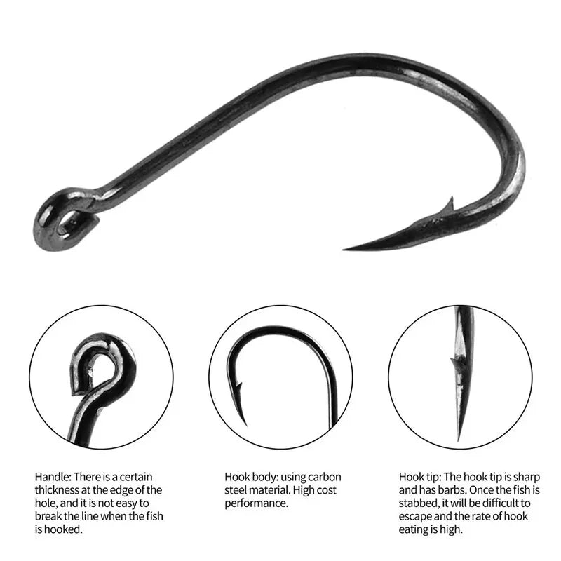 100Pcs High Carbon Steel Fishing Versatile Barbed Hooks