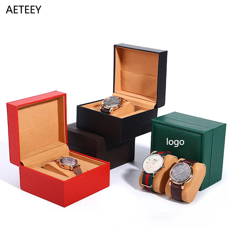Free Customized Logo PU Flip Watch Case