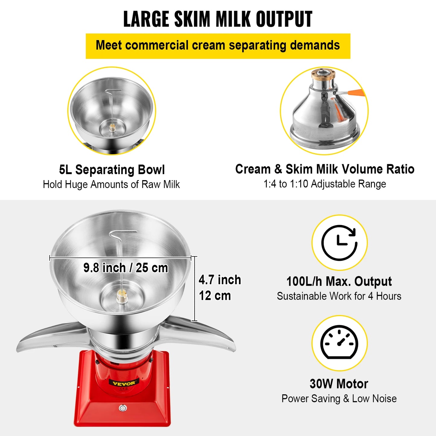 VEVOR Electric Milk Cream Separator