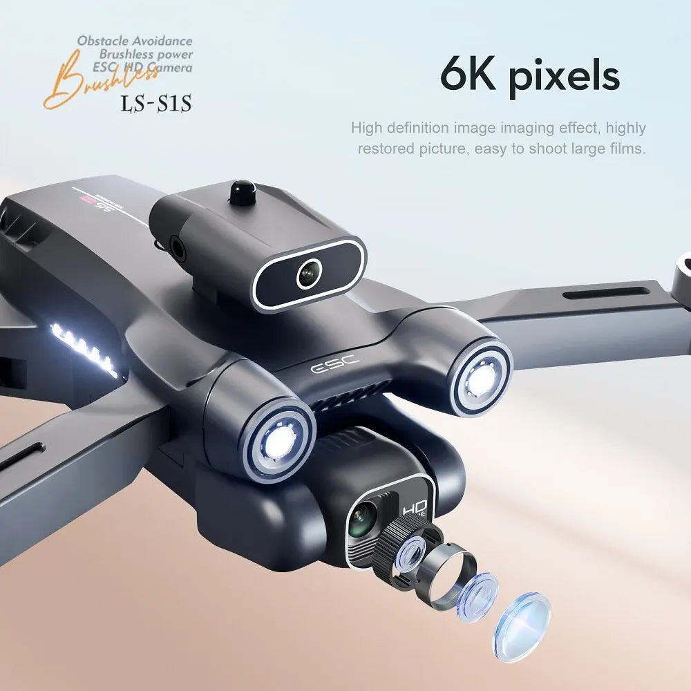 S1S Mini Brushless Drone with 4K Professional 8K HD Camera, 5G Wifi FPV, Obstacle Avoidance