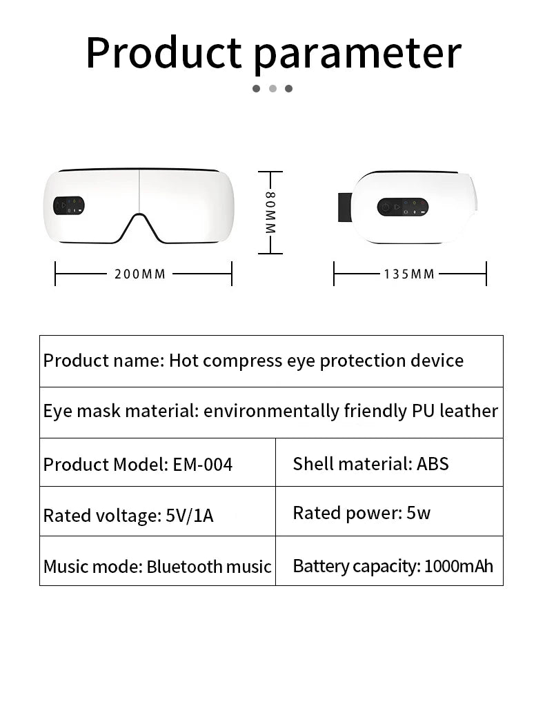 Smart Massage Eye Mask with Bluetooth Music Vibrating Hot Compress - Eye Massager