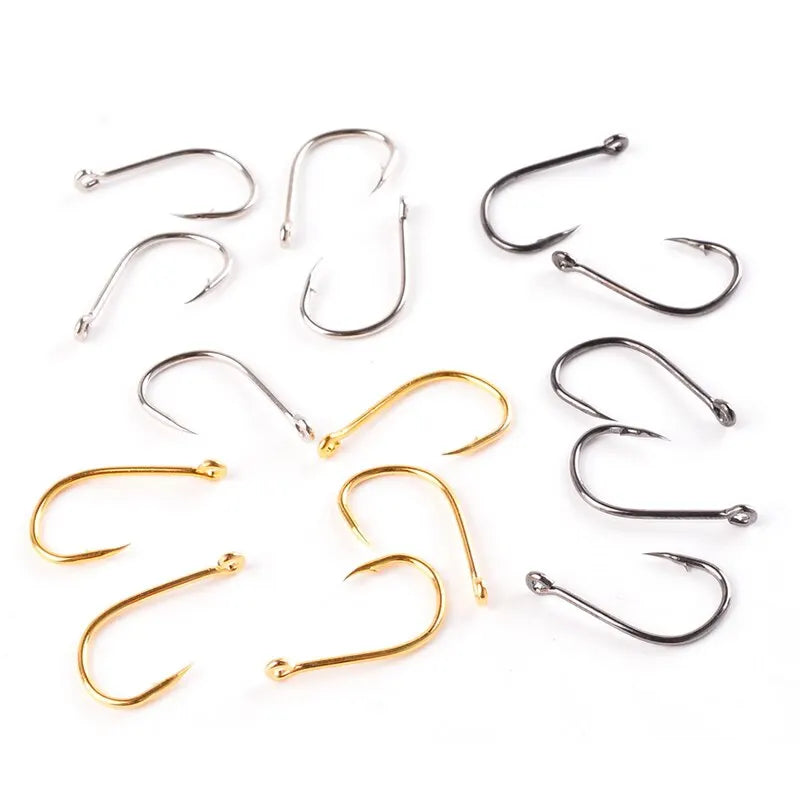 100Pcs High Carbon Steel Fishing Versatile Barbed Hooks