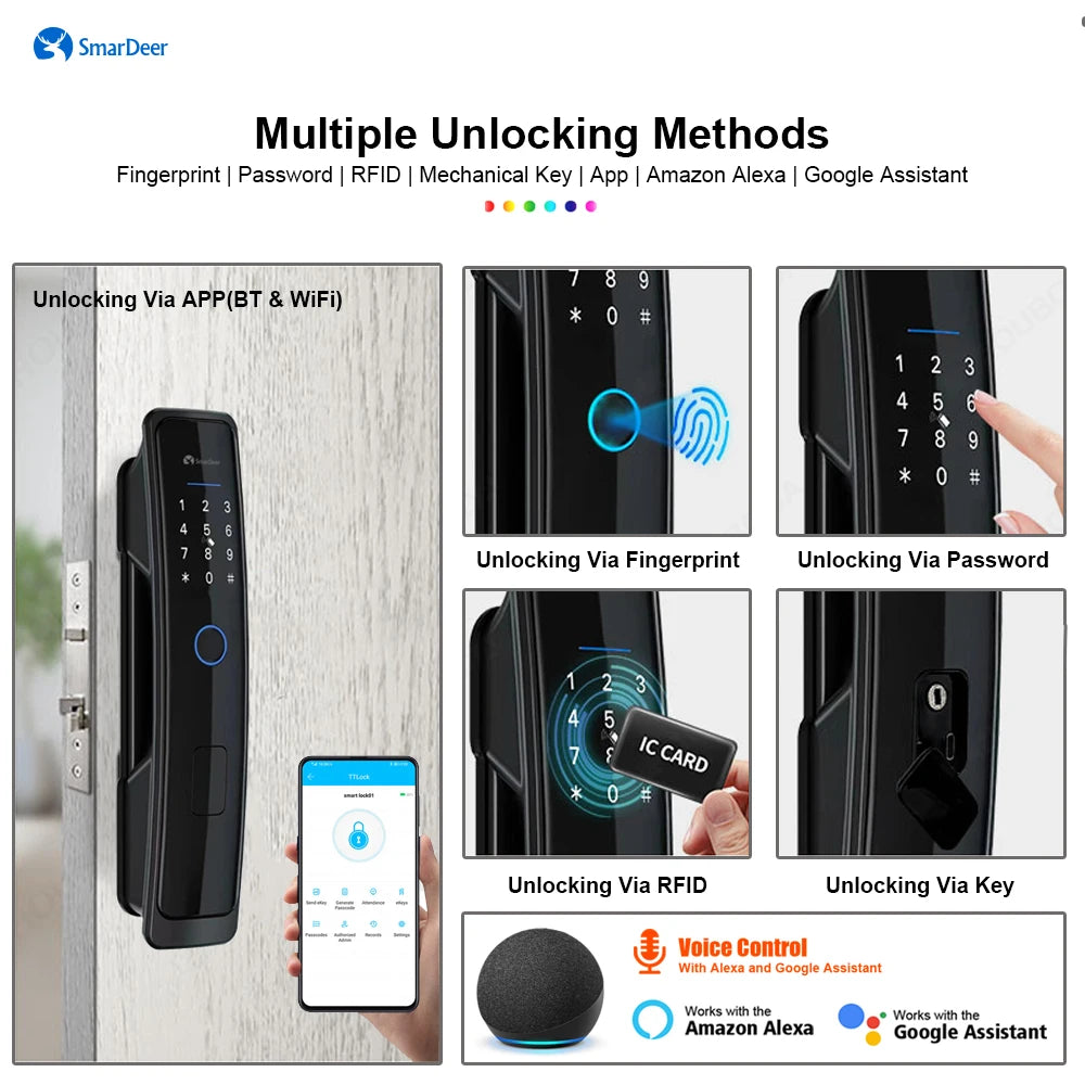 Smar Deer Smart Lock TTLock Enabled with Voice Control