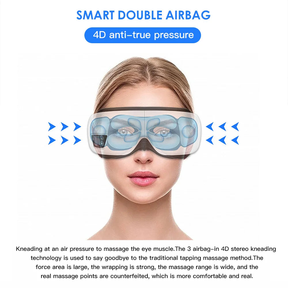 Eye Massager 6D Smart Airbag Vibration Eye Care Music Eye Mask Hot Compress Bluetooth Massage Anti-Winkle