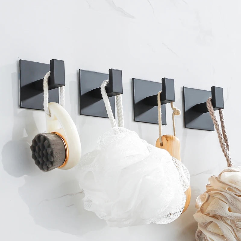 Black Self-Adhesive Closet Organization Wall Hooks