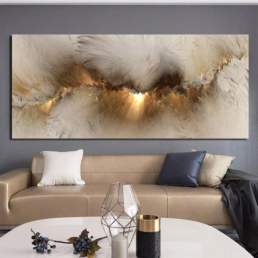 Grey Yellow Cloud Abstract Canvas Art