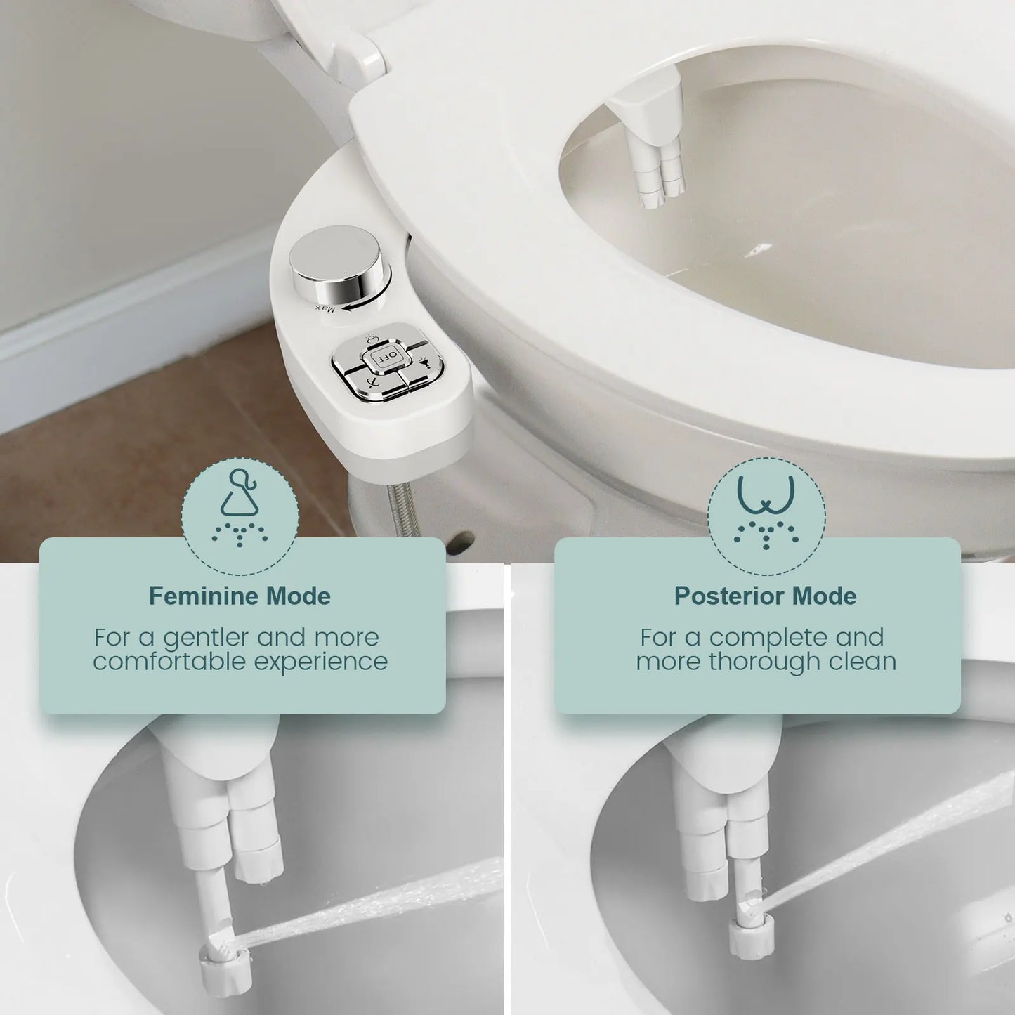 SAMODRA Button Bidet - Non-ElectricSelf  Cleaning Dual Nozzle (Frontal and Rear Wash) Fresh Water Bidet Toilet Seat Attachment