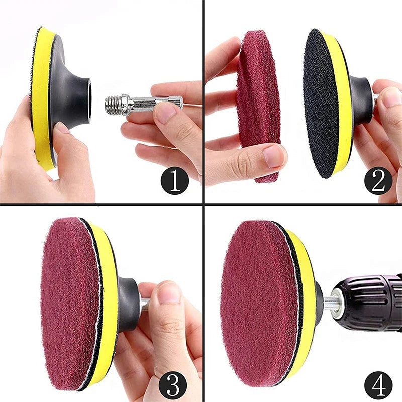 4 Inch Drill Power Brush Tile Scrubber Scouring Pads Cleaning Kit Household Cleaning Tool for Bathroom Floor Tub Polishing Pad