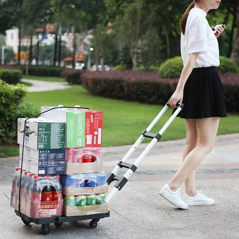 Portable Folding Aluminum Cart Dolly with 4 Wheels