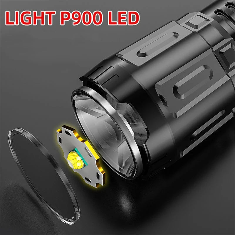 Versatile LED flashlight with 3 brightness USB rechargeable battery