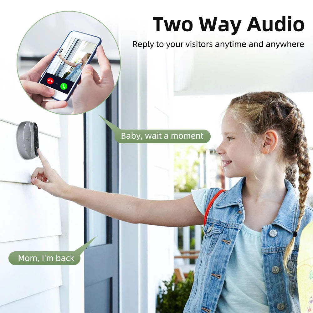 Awapow Smart Tuya 1080P WiFi Peephole Doorbell Camera - Motion Detection Video Door Bell