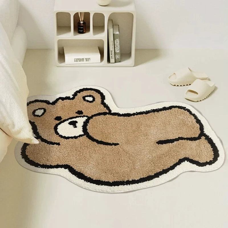 Kawaii Bear Rug Carpet for Living Room Bederoom Beside Area Rugs Non-slip Door Mat Faux Cashmere Floor Mats Kids Room Decor