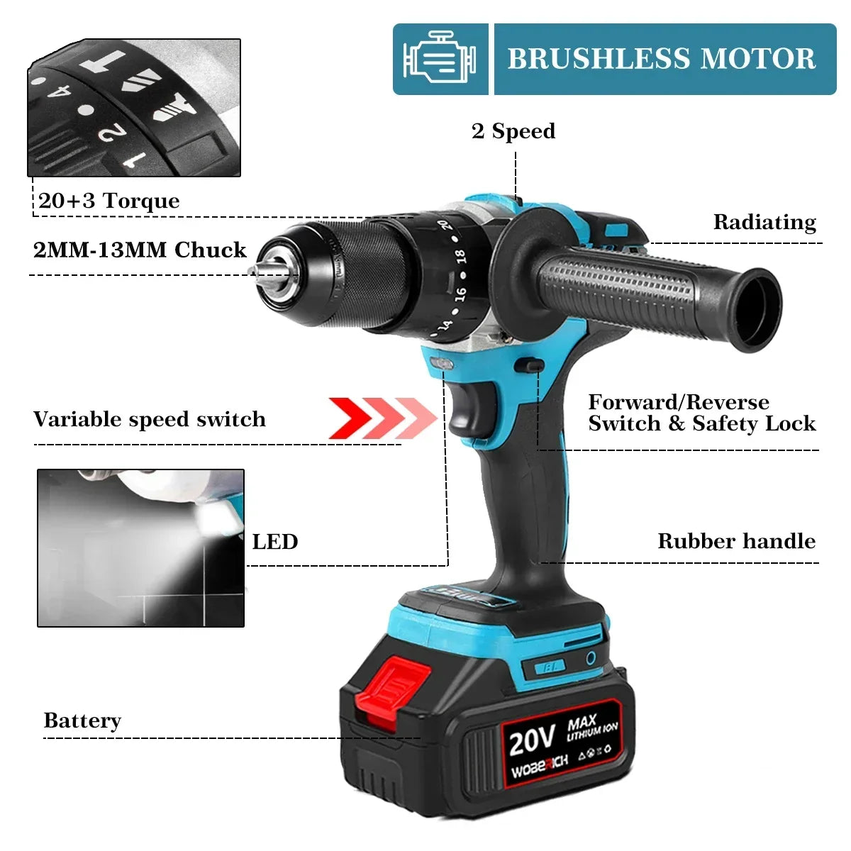 Brushless Electric Power Tool Combo Kit