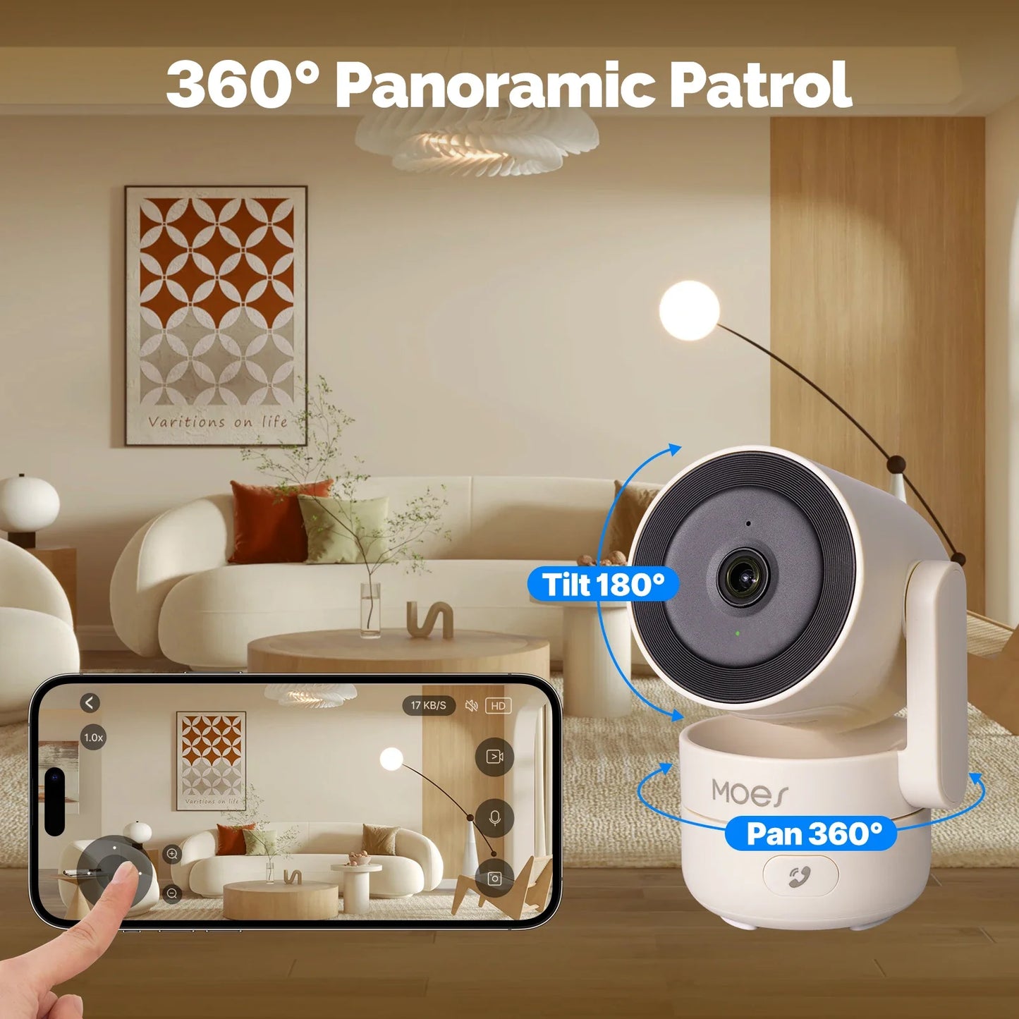 Indoor Smart Security Camera with Panoramic Patrol