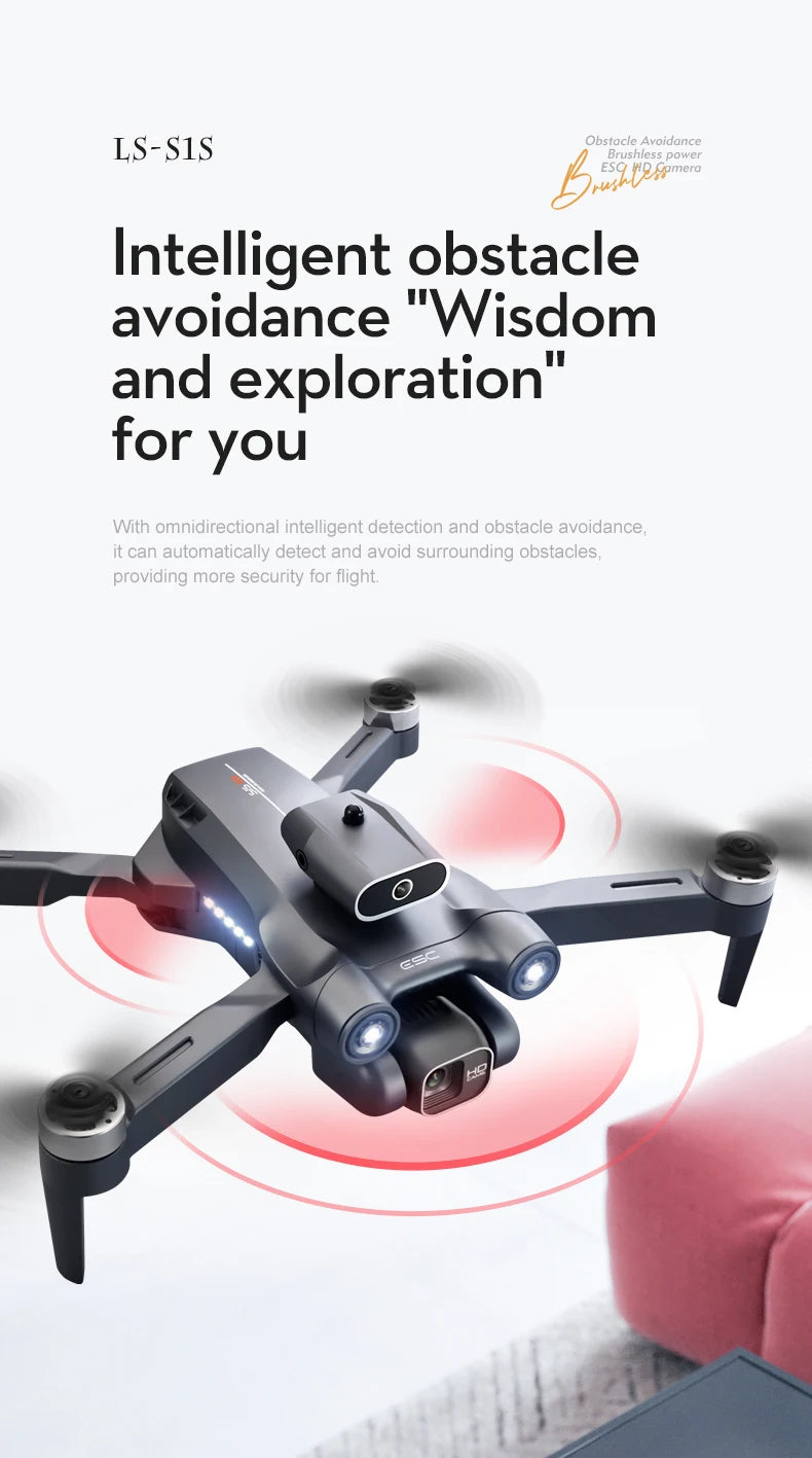 S1S Mini Brushless Drone with 4K Professional 8K HD Camera, 5G Wifi FPV, Obstacle Avoidance