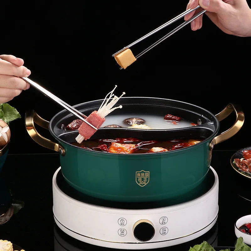 Stainless Steel Double-Flavor Hot Pot with Lid