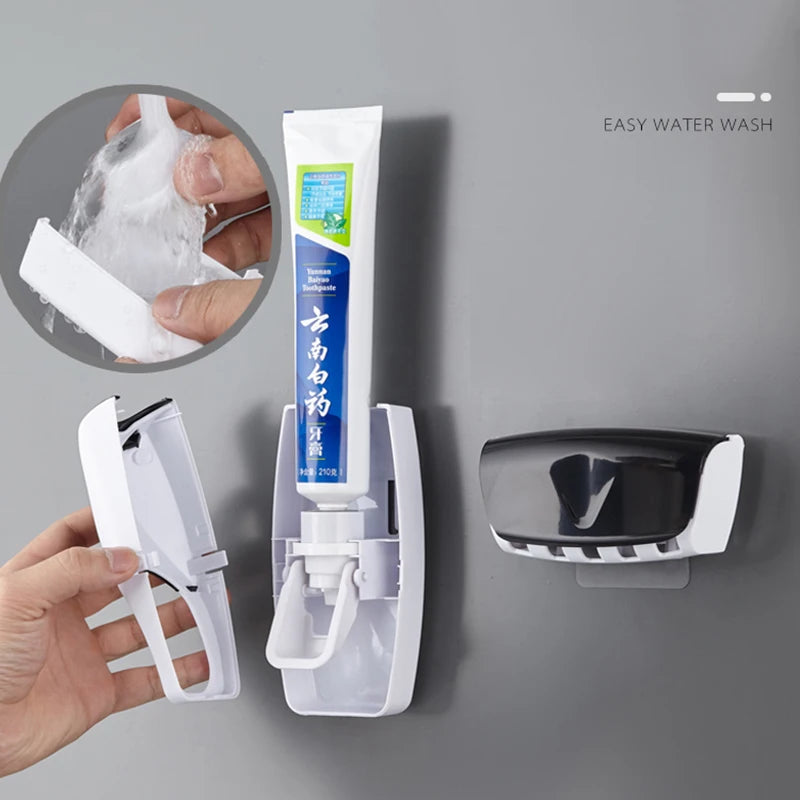 Automatic Toothpaste Dispenser & Toothbrush Holder Combo