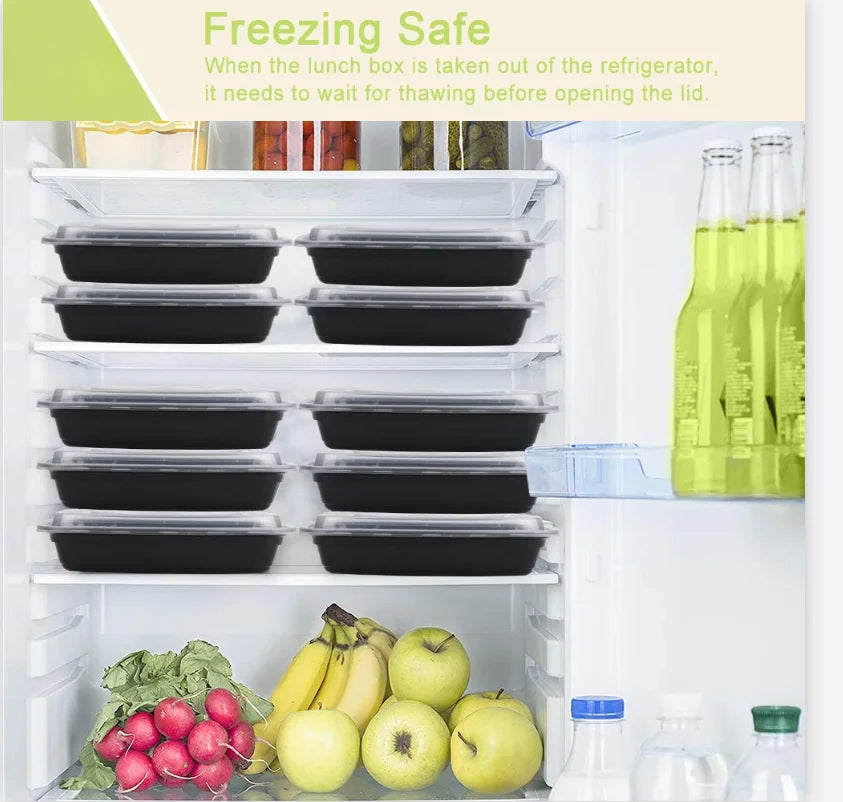 Disposable Black Food Containers with Lids (10PCS)