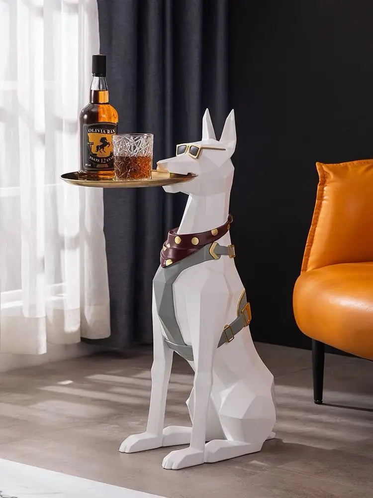 Doberman Dog Statue Tray - Modern Living Room Decor