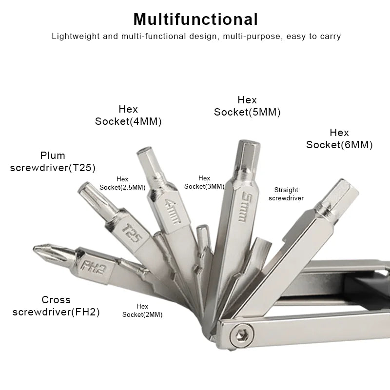 Bicycle Repair Tool Kit | Foldable Hex Spoke Wrench Set