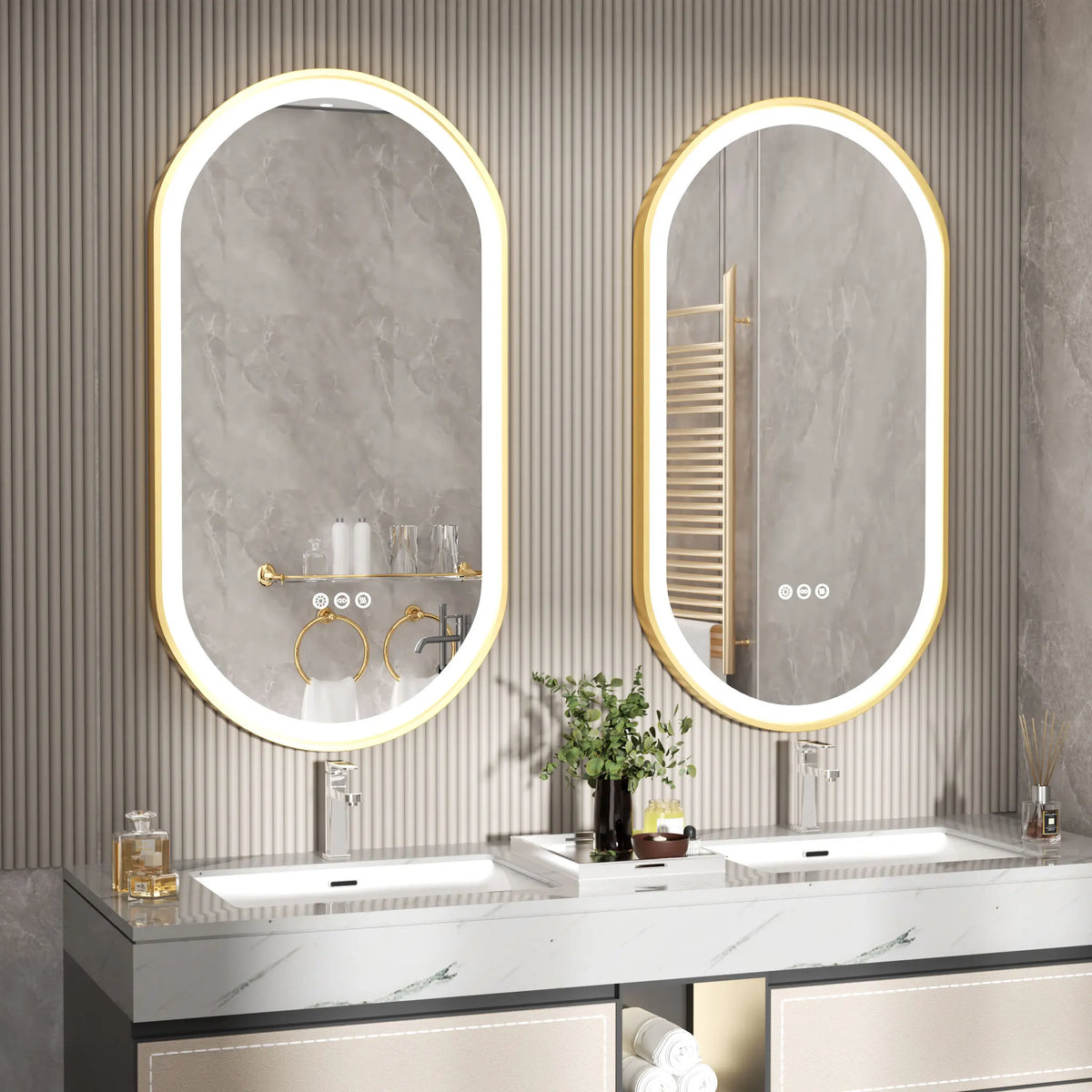 Large LED Oval Bathroom Stepless Dimmable Lighted Vanity Mirror