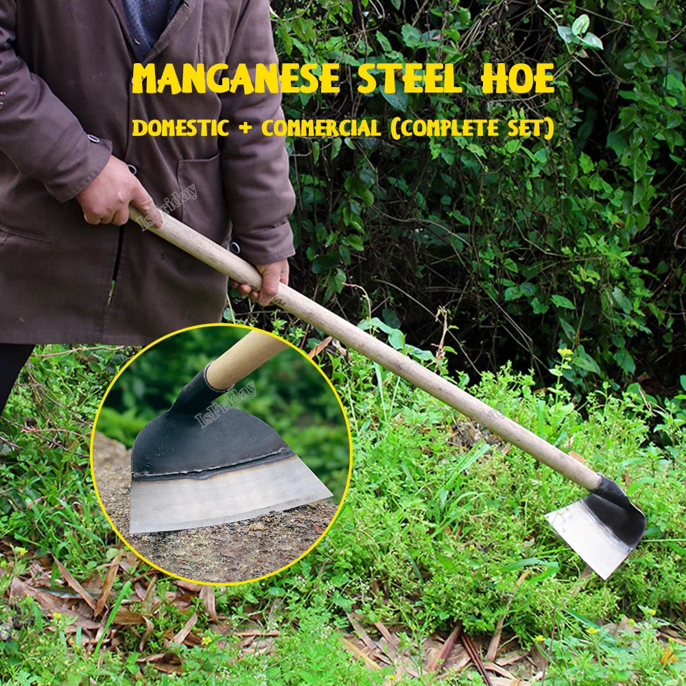 Manganese Steel Garden Hoe - Versatile Weed Removal Tool