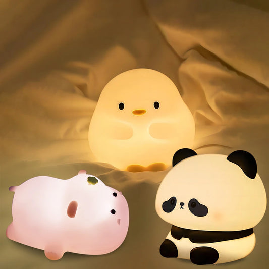 Cute Panda LED Night Light Rechargeable Nursery Lamp