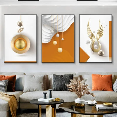 Modern Gold Leaf Deer Triptych Diamond Painting