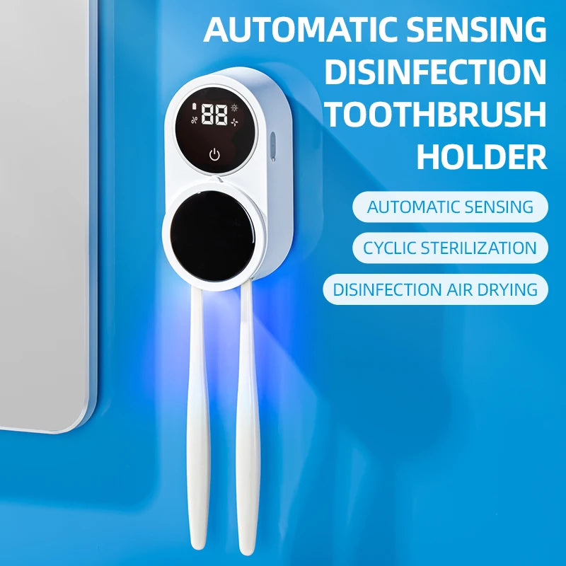 UV Toothbrush Sanitizer & Wall-Mounted Holder Set