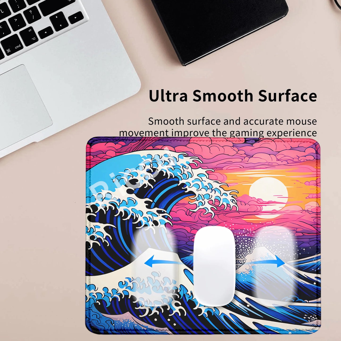 Japan Great Waves Small Size Mousepad Anime Desktop Accessories Natural Rubber Gamer Deskmat Mause Office Lock Edge Keyboard Rug