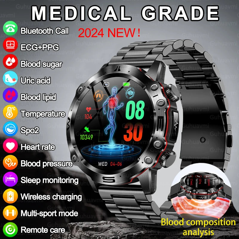 The 2024 New ECG+PPG Technology Integrated Smart Watch -  Blood Lipids Uric Acid Blood Glucose Smartwatch