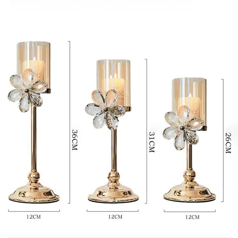 Light Luxury Crystal Petal Glass Candle Holder