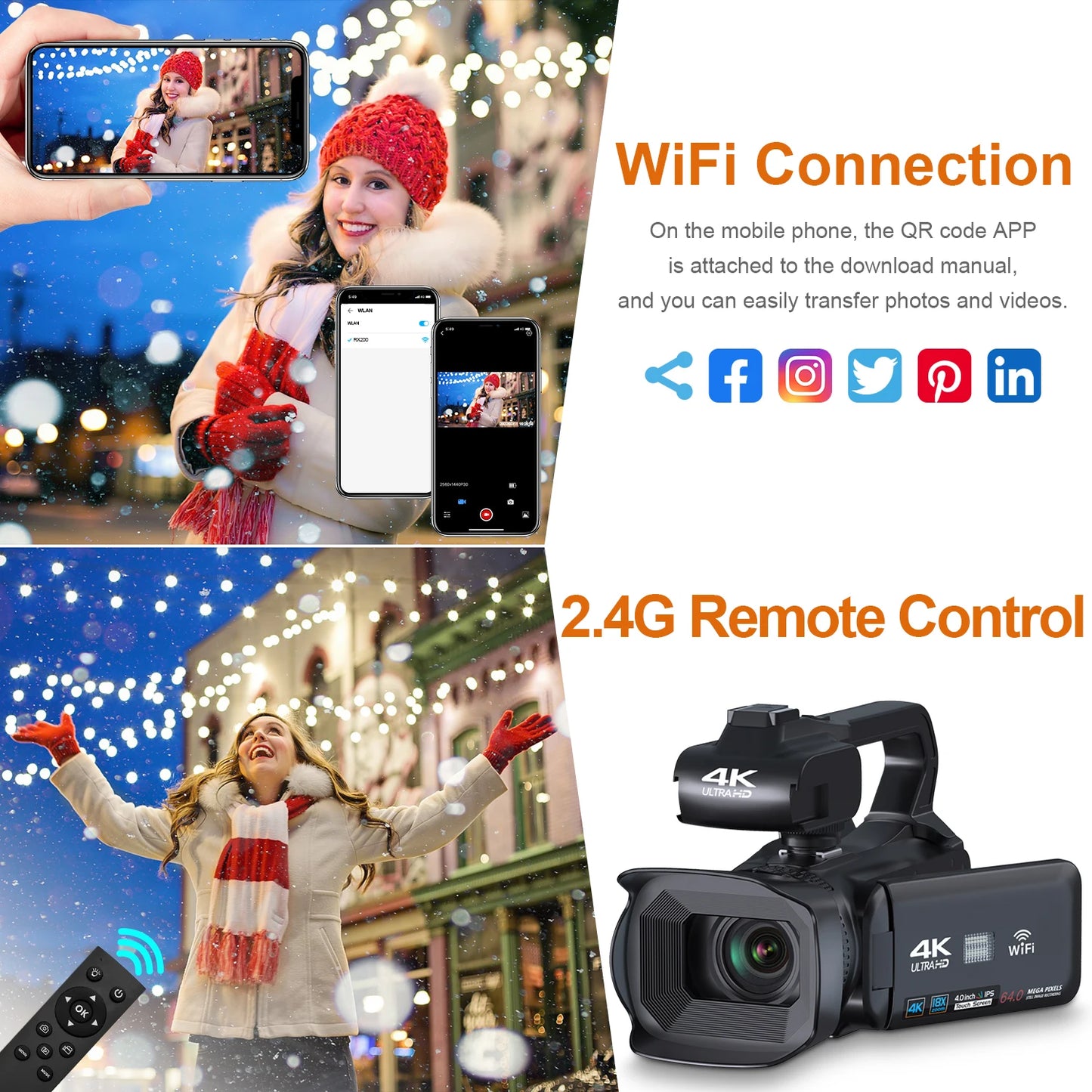 4k Quality Professional Photography Camera with 8x digital zoom and full HD capabilities