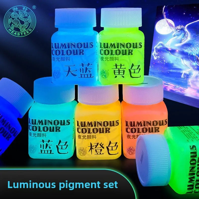 Fluorescent Glow‑in‑the‑Dark Acrylic Paint Set for Canvas, Décor & Neon Art