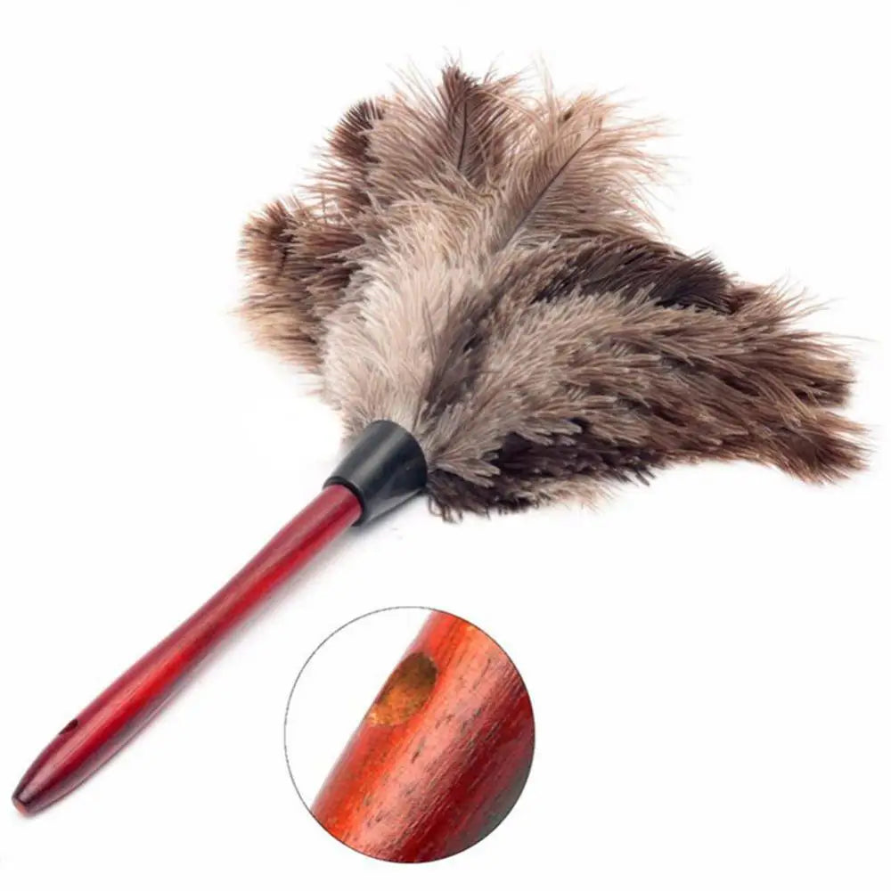 32cm Ostrich Natural Feather Duster Brush Wood Handle Anti-static Cleaning Tool Household Furniturer Car Dust Cleaner Tools