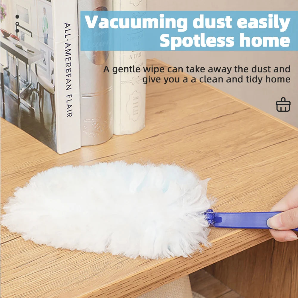 Disposable Electrostatic Dust Duster 4/13pcs Blue Fluffy Fiber Brush Head Compatible Feather Duster Household Desk Cleaning Tool