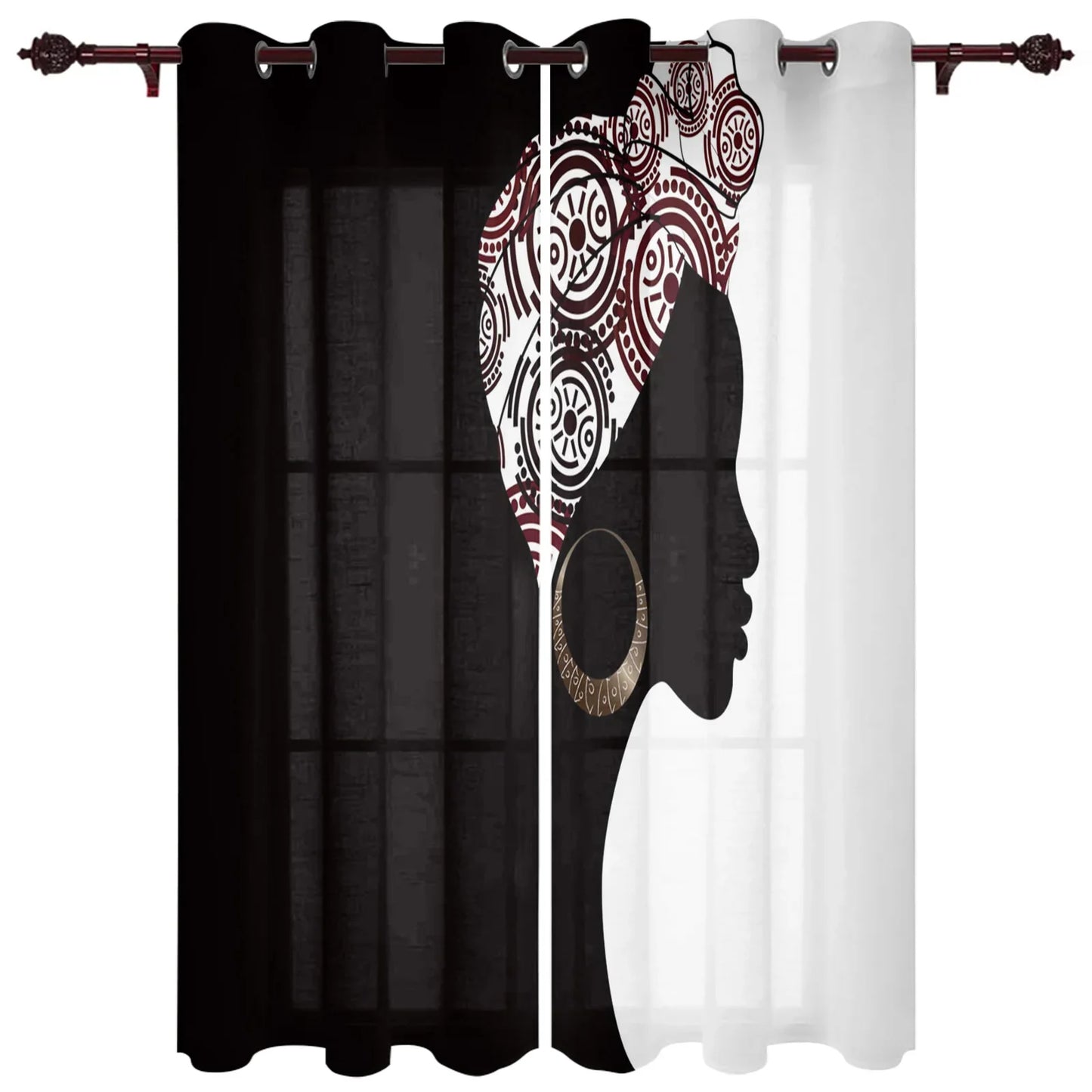 African Women Art Dancing Window Curtains