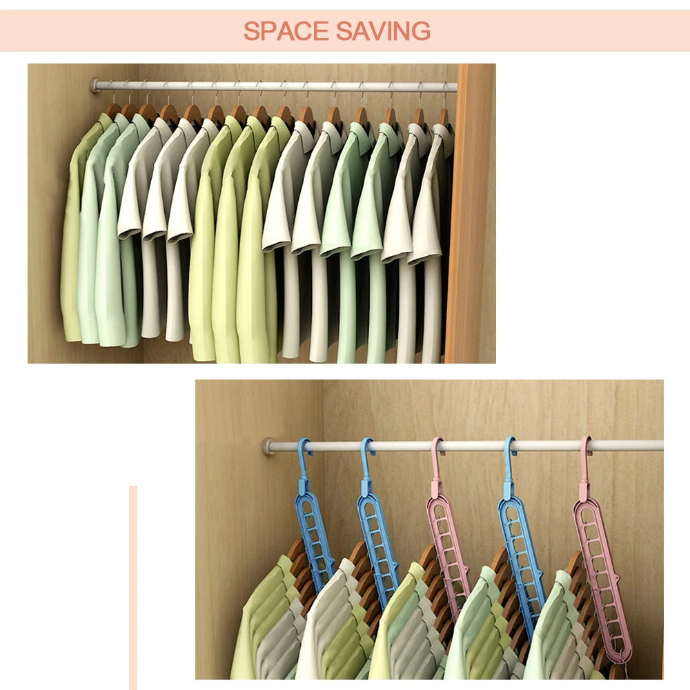 9 Hole Clothes Hanger Space Saving Clothes Hanger Magic Clothes Hanger Multifunctional Drying Rack Wardrobe Storage Organizer