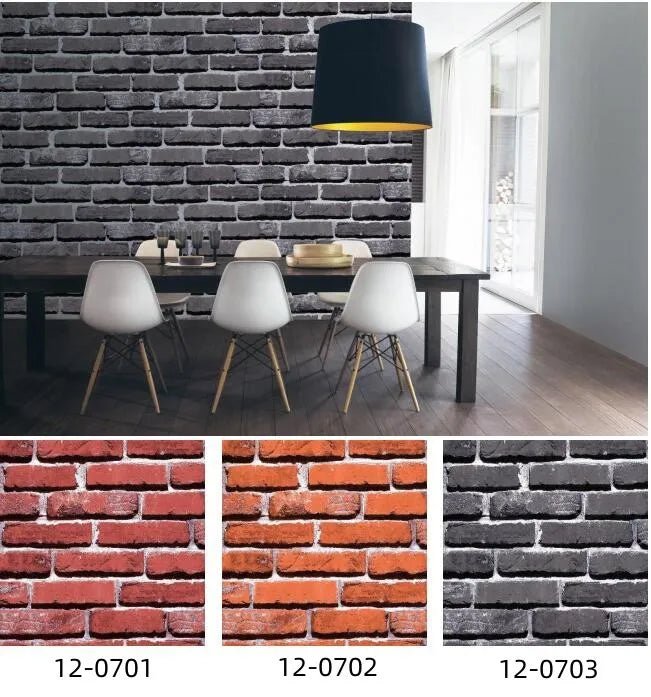 Slate Stone Brick Effect Washable Vinyl PVC Wall Paper Living room Background Wallcovering Wallpaper White Grey Red