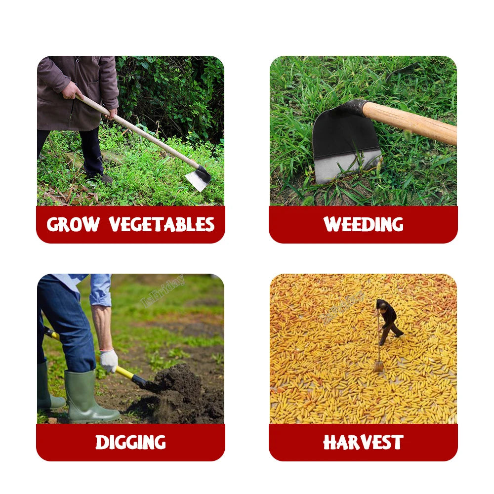 Manganese Steel Garden Hoe - Versatile Weed Removal Tool