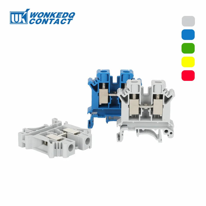 Multi-Color UK10 Screw Feed-Through DIN Rail Terminal Blocks