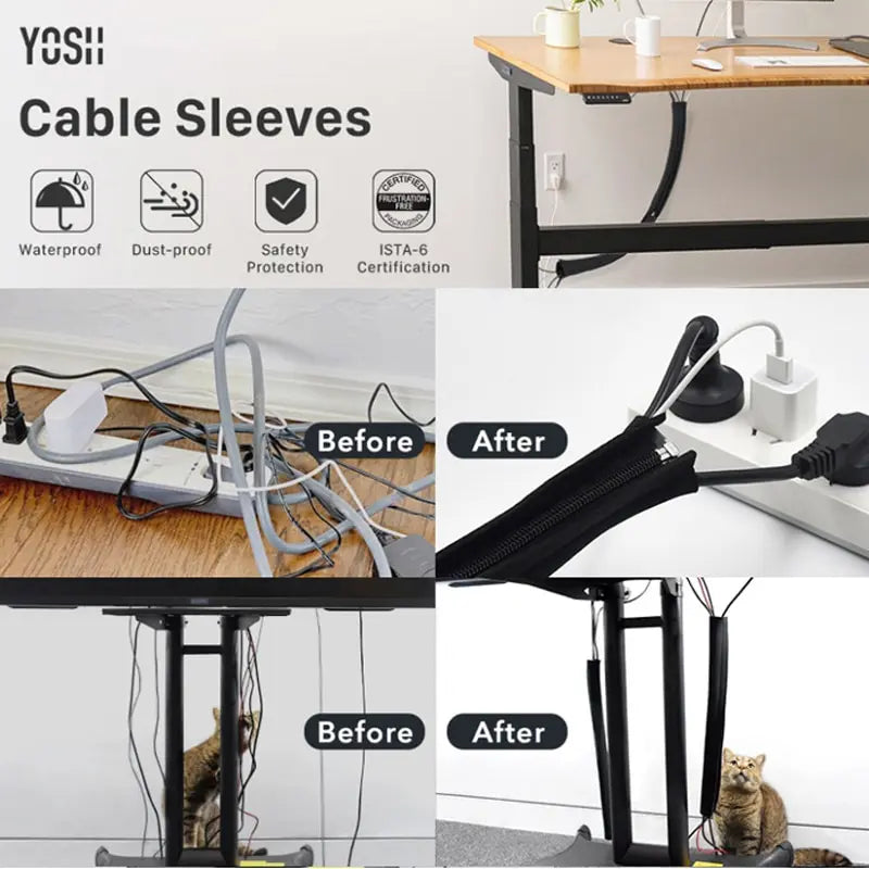 Black Zipper Cable Organizer Sleeve