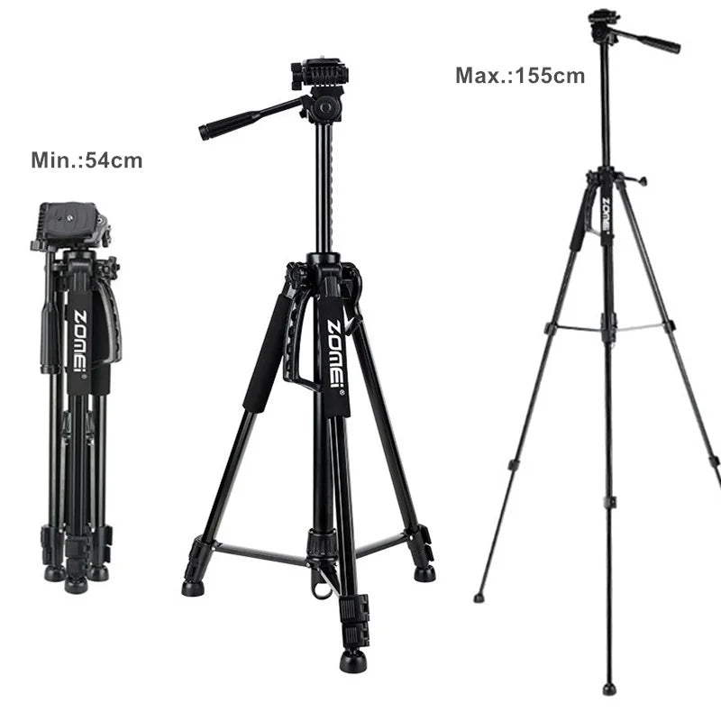 155cm 61'' Adjustable Mobile Phone & Camera Tripod with 360 Degree Rotation Panorama Head