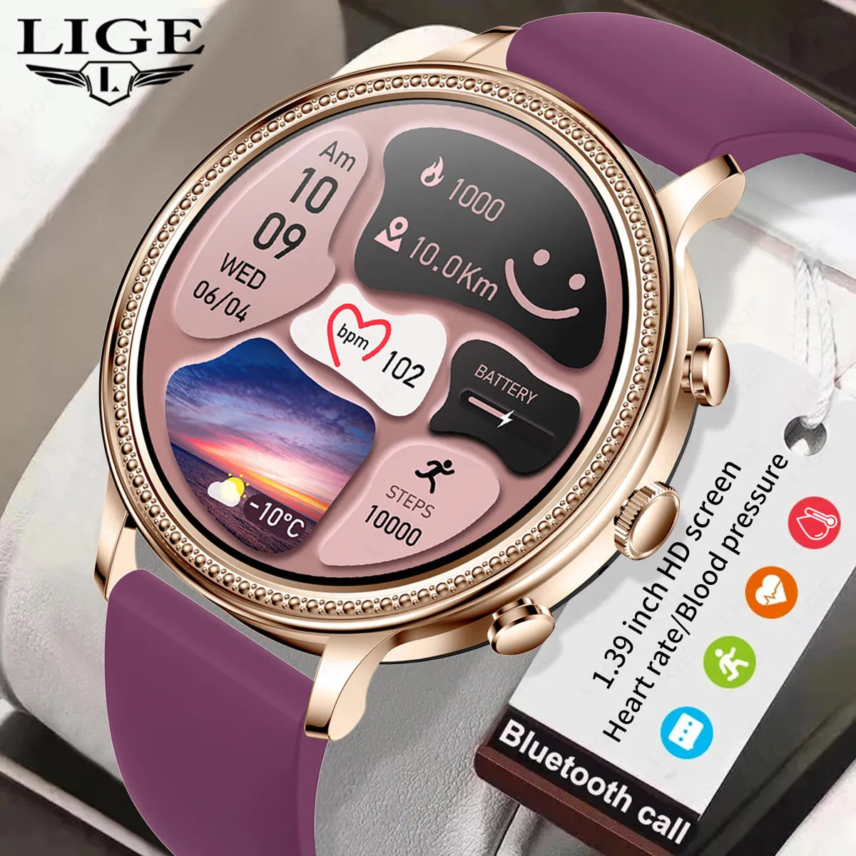 LIGE Luxury Smart Watch with Bluetooth, Call, Health Monitoring & Sports Features