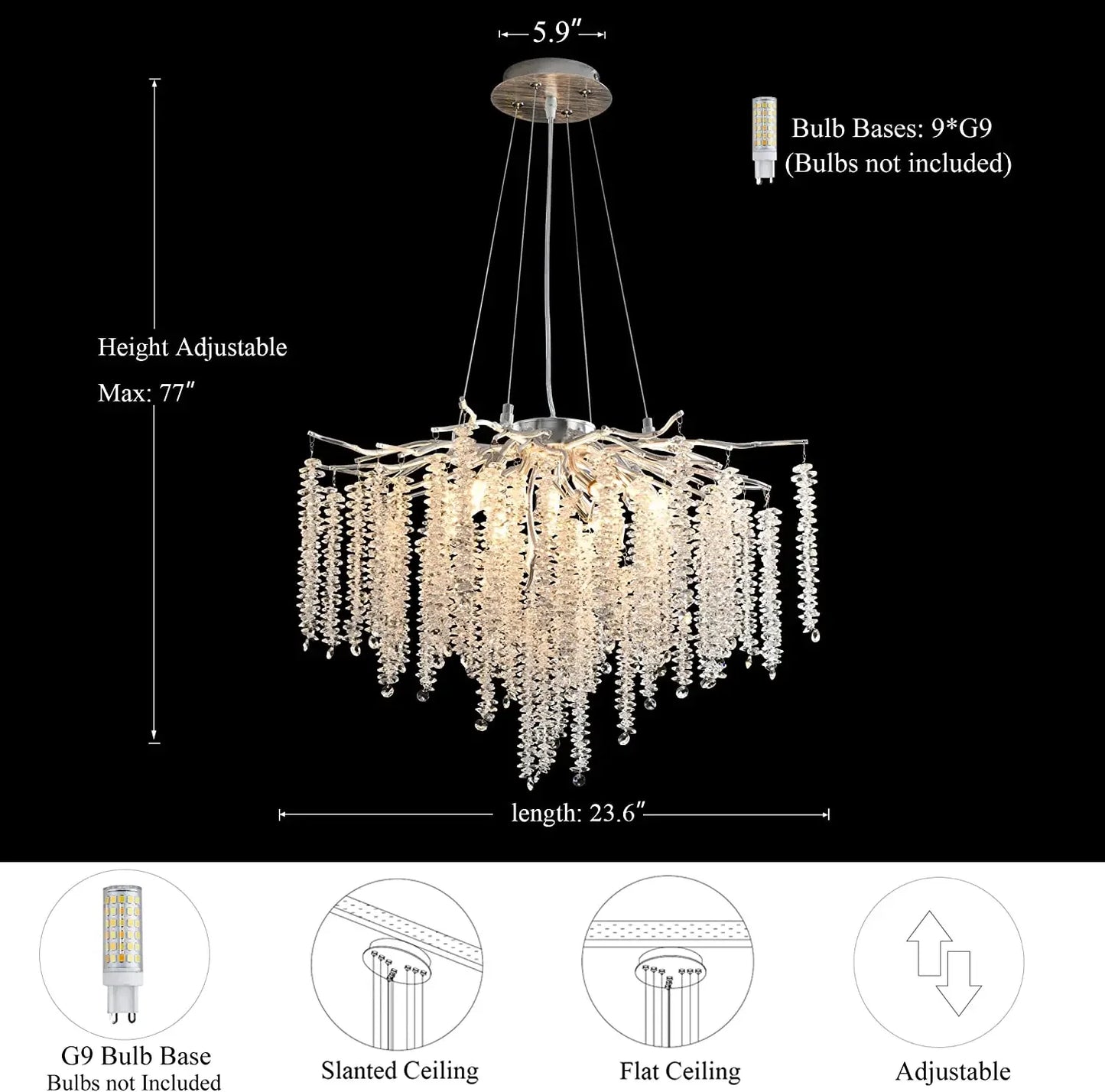 Creative Branch Crystal LED Pendant Chandeliers lights