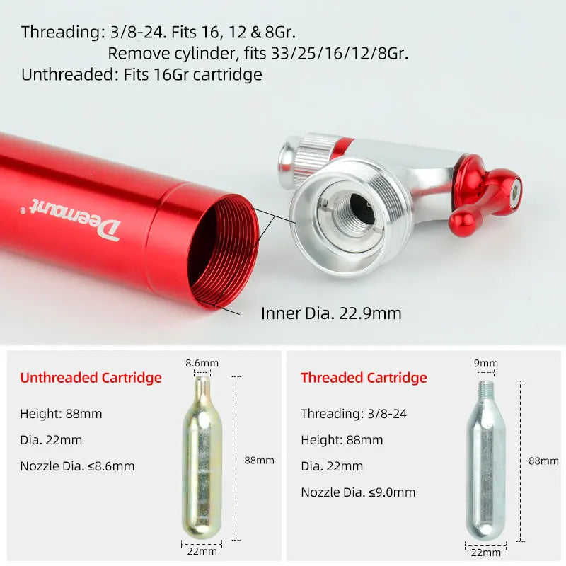 Bicycle CO2 Inflator | Presta Schrader Valve Quick Pumping
