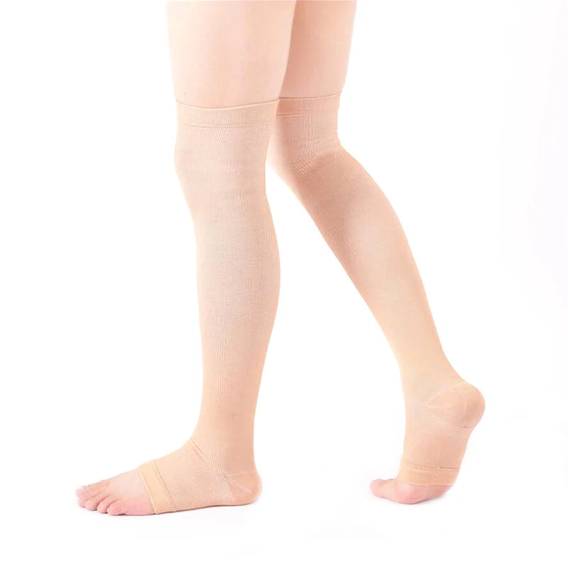 Open Toe Knee-High Compression Stockings | Varicose Veins Support